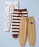 Babyhug Cotton Knit Full Length Jogger Fit Lounge Pant With Animal Print Pack of 3 - Red White