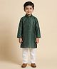 Ridokidz Cotton Woven Full Sleeve Bandhani Printed Kurta Pajama Set - Green