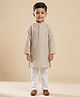 Ridokidz Cotton Woven Full Sleeves Embroidered & Sequinned Kurta Pajama Set - Beige