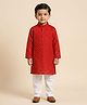 Ridokidz Cotton Woven Full Sleeve Bandhani Printed Kurta Pajama Set - Red