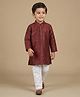 Ridokidz Cotton Woven Full Sleeves Sequinned Kurta Pajama Set - Maroon
