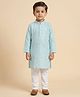 Ridokidz Cotton Woven Full Sleeves Sequinned Kurta Pajama Set - Light Blue