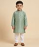 Ridokidz Cotton Woven Full Sleeves Sequinned Kurta Pajama Set - Sea Green