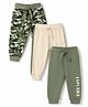 Babyhug Cotton Jersey Knit Full Length Jogger Fit Solid Lounge Pant with Camouflage Pack of 3 in Green Beige
