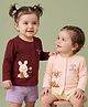 Babyoye Premium 100% Cotton Interlock Knit Full Sleeves with Eco Jiva Finished Jhablas Deer & Bunny Print Pack of 2 - Pink &  Maroon