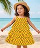 Tiny Bugs Cotton Woven Sleeveless Floral Printed Dress - Yellow