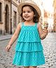 Tiny Bugs Cotton Woven Sleeveless Floral Printed Dress - Blue