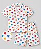 Tiny Bugs Cotton Woven Half Sleeves Heart Printed  Coordinating Shirt & Shorts Set - White