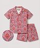 Tiny Bugs Cotton Woven Half Sleeves Feather Printed  Coordinating Shirt & Shorts Set- Pink
