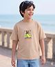 Tiny Bugs Cotton Woven Half Sleeves Chimpanzini Bananini Text Printed Tee - Beige