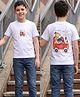 Tiny Bugs Cotton Knit Half Sleeves Car Printed Tee - White