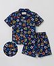 Tiny Bugs Cotton Woven Half Sleeves Star Printed Coordinating Shirt & Shorts Set - Blue