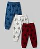 Babyhug Cotton Jersey Knit Full Length Jogger Fit Lounge Pant With Star Print Pack of 3 - Red White Blue