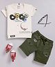 OLY KIDS Cotton Knit Half Sleeves Typography Printed Tee & Shorts Set - Green