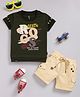 OLY KIDS Cotton Knit Half Sleeves Typography Printed Tee & Shorts Set - Green