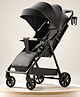 Babyhug Safari Comfort Baby Stroller - Black| Lightweight & Foldable| High-View Seat| Swivel Wheels| Compact Fold| Adjustable Canopy| Linked Brake | 20 kg Capacity | 0-3 Years