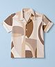 Rikidoos Cotton Woven Half Sleeves Abstract Printed Shirt - Brown