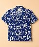 Rikidoos Cotton Woven Half Sleeves Abstract Printed Shirt - Navy