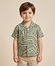 Rikidoos Cotton Woven Half Sleeves Abstract Printed Shirt - Light Green