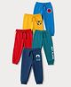 Babyhug Cotton Jersey Knit Full Length Track Pants With Football And Best Player Text Print Pack Of 5 - Yellow Green Red Blue And Navy Blue