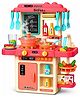 BitFeex Kitchen Set for Kids with Steam Stove, Running Water Faucet, Gas Sound & Light, Cooking Accessories & Chalkboard, Pretend Play Kitchen Toy for Girls and Boys