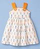 Twetoons Knit Sleeveless Frock with Pineapple Print in Orange