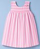Twetoons Knitted Sleeveless Striped Frock  with Butterfly Applique - Pink