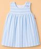 Twetoons Knitted Sleeveless Striped Frock with Butterfly Applique - Blue