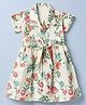Twetoons Knit Half Sleeves Floral Printed Shirt Dress With Belt - Green