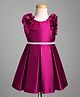 Twetoons Satin Woven Sleeveless Party Dress With Floral Corsage -Wine