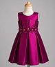 Twetoons Satin Woven Sleeveless Party Dress With Floral Corsage -Wine