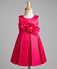 Twetoons Satin Woven Sleeveless Party Dress With Floral Corsage -Fuchsia