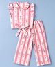 Twetoons Woven Sleeveless Striped & Floral Printed Co-Ords Top & Pant Set - Baby Pink