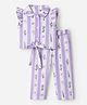 Twetoons Woven Sleeveless Striped & Floral Printed Co-Ords Top & Pant Set - Lavender