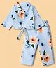 Twetoons Woven Half Sleeves Floral Printed Co-Ords Top & Pant Set - Light Blue