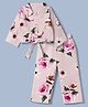 Twetoons Woven Half Sleeves Floral Printed Co-Ords Top & Pant Set - Light Brown