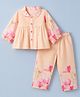 Twetoons Woven Half Sleeves Top and Jogger with Floral Print - Peach