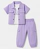 Twetoons Woven Half Sleeves Shirt & Joggers Set With Text Print & Inner Tee - Lavender