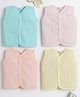 Little Angels Cotton Woven Pack of 4 Sleeveless Solid Jhablas - Pink Blue Yellow & Peach