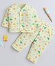 Little Angels Cotton Woven Full Sleeves Animals Printed Coordnating Shirt & Pants Night Suit - Yellow