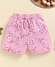 Biskid Sinker Knit Cherry Blossoms Printed & Bow Applique Detailed Shorts - Pink