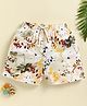 Biskid Sinker Knit Floral Printed & Bow Applique Detailed Shorts - Green