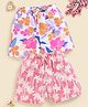 Biskid Sinker Knit Pack Of 2 Floral & Palm Trees Printed Shorts - Peach & Rani