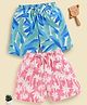 Biskid Sinker Knit Pack Of 2 Floral & Tropical Theme Printed Shorts - Royal Blue & Peach