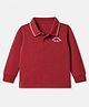 Babyhug 100% Cotton Knit Full Sleeves Polo T-Shirt With Dinosaur Embroidery - Red