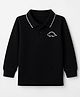 Babyhug Cotton Knit Polo T-Shirts with Full Sleeves and Dinosaur Embroidery in Black