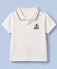 Babyhug 100% Cotton Knit Polo Tee with Half Sleeves and Sailboat Embroidery in White for 3-4 Years
