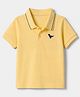 Babyhug 100% Cotton Knit Polo T-Shirt with Half Sleeves and Dinosaur Embroidery in Yellow