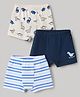 Babyhug 100% Cotton Knit Briefs with Dino & Stripes Print in Navy Blue & White Pack of 3