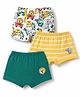 Babyhug 100% Cotton Single Jersey Knit Briefs With Animal Print & Stripes Pack of 3- Yellow, White & Green